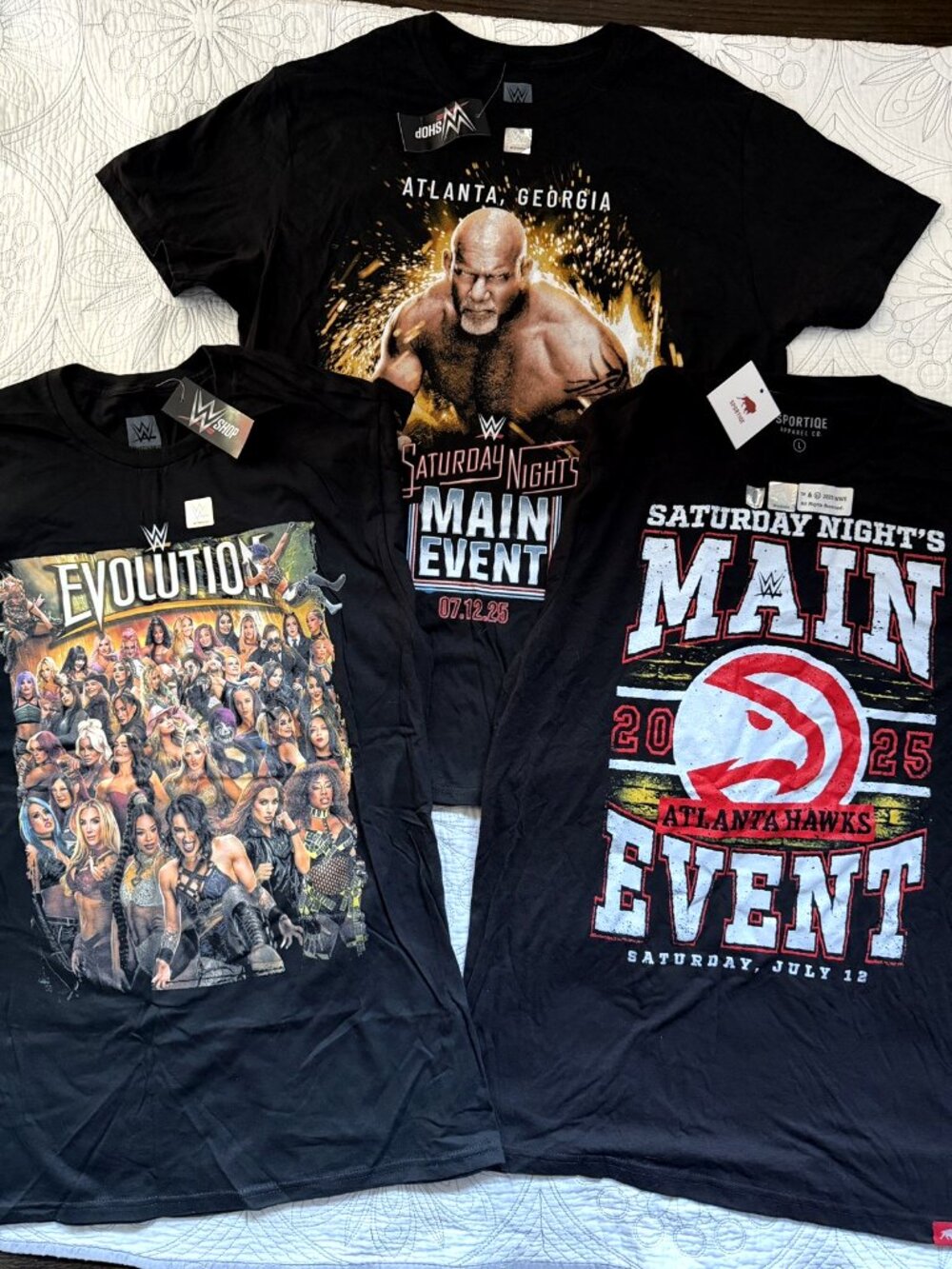 Official WWE Evolution 3 T-Shirts NWT Atlanta, GA July 2025 Wrestling Event
